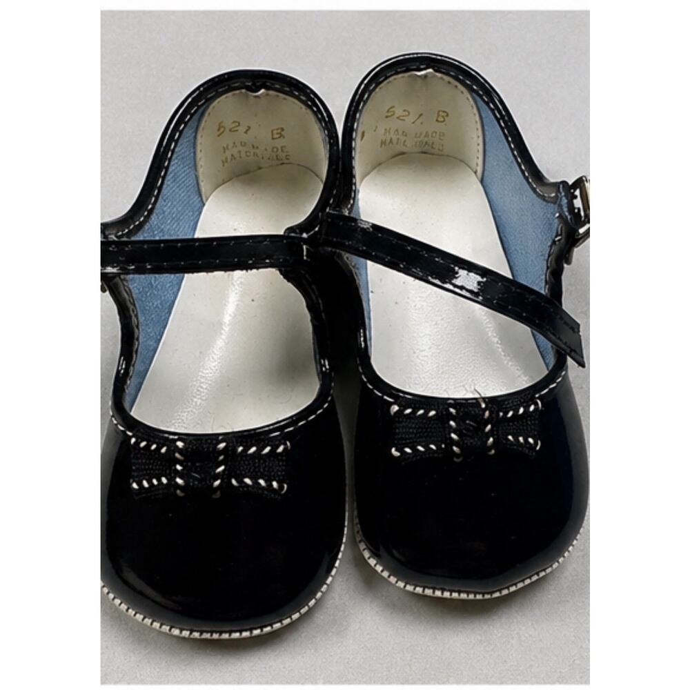 Vintage Baby Patent Leather Mary Jane Shoes Black Infant Dress Shoes USA